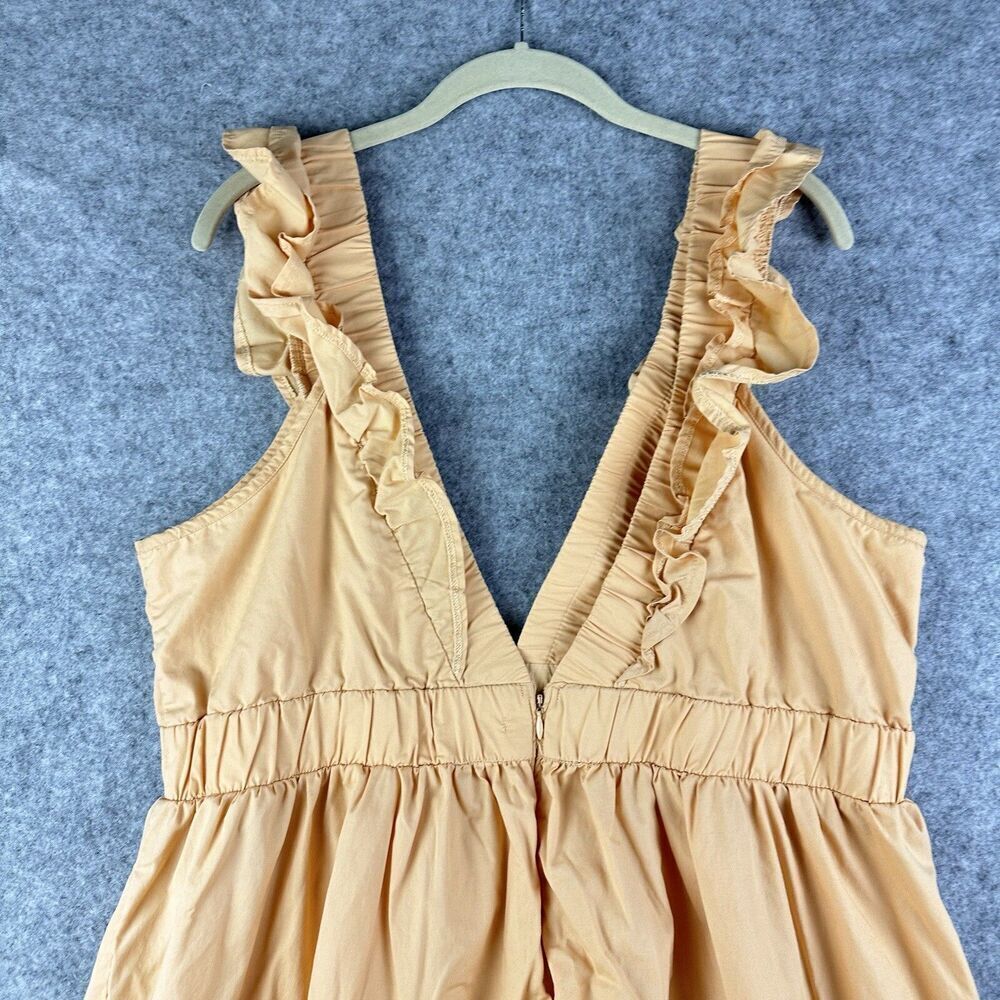 Abercrombie Fitch Tiered Mini Dress Womens XLT Tall Orange Ruffle Deep V Neck - Picture 4 of 16
